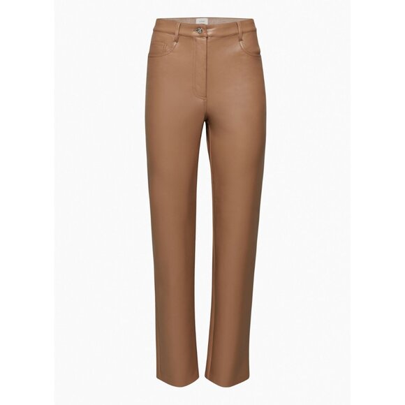 Aritzia Wilfred The Melina™ Faux Leather Straight Pant in Constant Camel 4 - Picture 1 of 9